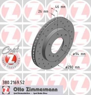 Гальмівний диск ZIMMERMANN 380.2169.52