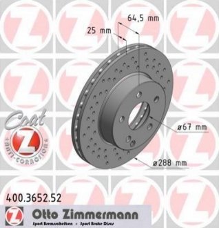 Диск гальмівний ZIMMERMANN 400.3652.52