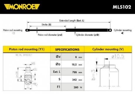 Газовый упор MONROE ML5102