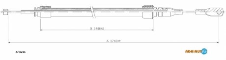 Трос гальмівний MERCEDES 200D-220D-230-240D/TDCentr. 76-/250T-280-300D/TDCentr. 76- ADRIAUTO 27.0211 (фото 1)