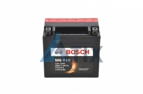 Акумулятор сухозаряджений AGM 12Ah 200А BOSCH 0 092 M60 180