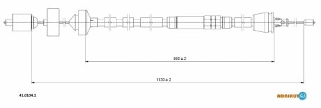 Трос сцепления 1130мм/860мм RENAULT LAGUNA I 2.0 11.93-03.01 ADRIAUTO 41.0104.1