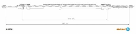 Трос ручного тормоза задн Лев/Прав 1470мм/1110мм RENAULT MEGANE I MEGANE I CLASSIC 1.4-2.0 01.96-12. ADRIAUTO 41.0204.1