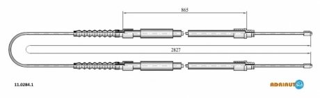 А_Трос гальмівний FIAT Jumper all ch. 16158428-R-1/Ducato all ch 16158428-R/Boxer all ch16158 ADRIAUTO 11.0284.1