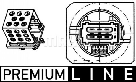 Реостат вентилятора обгрвача 206 98- Premium Line OE MAHLE / KNECHT ABR92000P (фото 1)