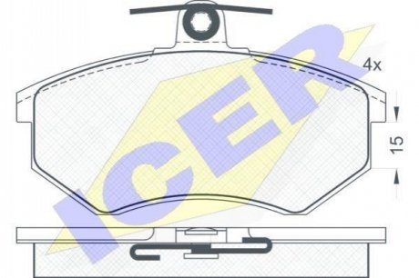 Комплект тормознх колодок, дисковой тормозной механизм ICER 180809 (фото 1)