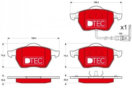 Комплект тормозных колодок дисковый тормоз TRW GDB1403DTE (фото 1)