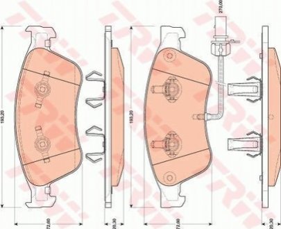 Гальмівні колодки, дискове гальмо (набір) TRW GDB1811