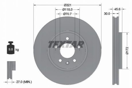 Диск тормозной TEXTAR 92256803 (фото 1)