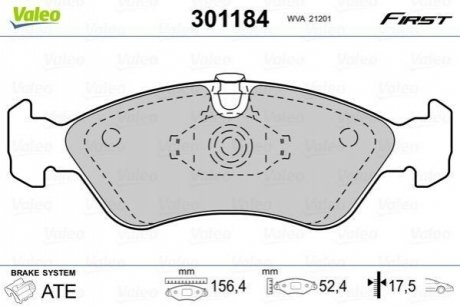 Комплект тормозных колодок дисковый тормоз Valeo 301184 (фото 1)