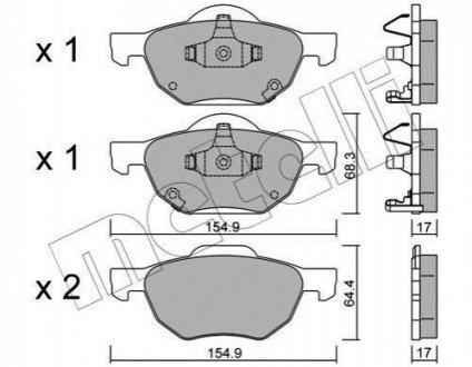 Комплект тормозных колодок, дисковый тормоз Metelli 2207300 (фото 1)