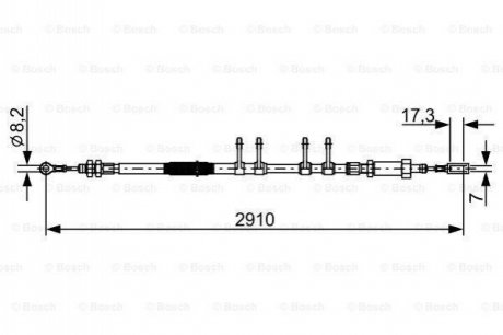 Трос ручного гальма перед. PSA Boxer/Ducato/Jumper 40-Maxi mod 06- 2910/2598 BOSCH 1987482447