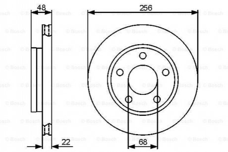 Диск торм. зад. вент. s4 97-01 vw passat 2.3 256x22mm BOSCH 0 986 479 463 (фото 1)