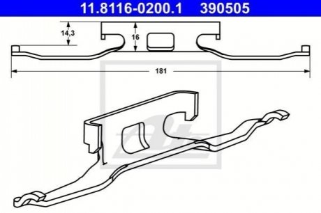 Монтажний к-кт гальмвних колодок MB SPRINTER VITO VW LT ATE 11.8116-0200.1 (фото 1)