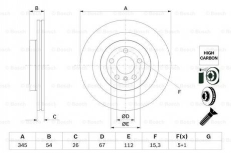 TARCZA HAM. DB T. W166/C292/X166 3,0/5,5 4-MATIC 12-19 BOSCH 0986479F69