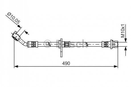 Шланг тормозной honda accord 08- 490мм. зад. прав. BOSCH 1 987 481 521