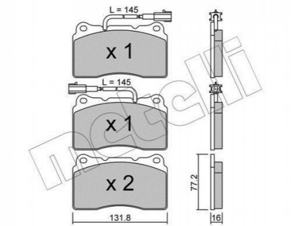 Комплект гальмівних колодок (дискових) 22-0288-0 Metelli 2202880