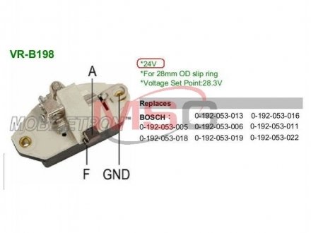 Регулятор напряжения генератора 24V MOBILETRON VRB198