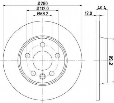 Диск гальмівний VW T4 96- задн. 280x12mm HELLA 8DD355105-611