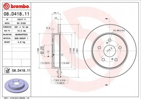 Гальмівний диск BREMBO 08D41811 (фото 1)