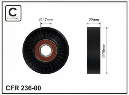 Ролик натяжного механизма ремня грм Opel Astra G X1,4-1,8XE 17X76X22 CAFFARO 236-00