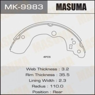 Колодки барабанные SX4/ RW416, YA11S, YB11S, YC11S (1/12) MASUMA MK9983