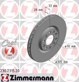 Диск гальмівний ZIMMERMANN 230231520