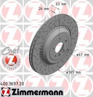 Гальмівний диск ZIMMERMANN 400369720 (фото 1)