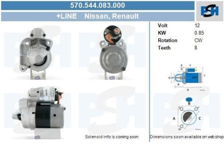 Стартер Renault 0,85 kw CV PSH 570.544.083.000