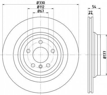 Диск гальмівний зад. (330mmx22mm) MERCEDES GLE W166 15- ML W166 11- HELLA 8DD355122561