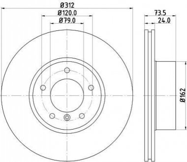 Гальмівний диск перед. BMW 3 (E90/E90N) 320d 05-/X1 (E84) 09- HELLA 8DD355115-381