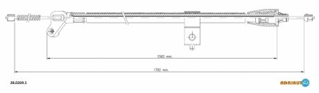 NISSAN Трос ручного тормоза прав. 1700/1560 мм JUKE 10- ADRIAUTO 28.0269.1