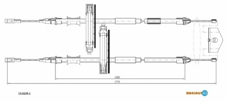 Ad13.0229.1_[1253159] трос ручника л.+п. ford focus 03> disc ADRIAUTO 13.0229.1 (фото 1)