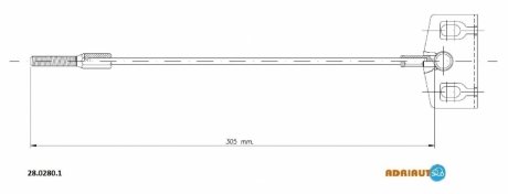 Трос ручного тормоза передн Лев/Прав 305мм NISSAN X-TRAIL II 2.0/2.0D/2.5 03.07-07.14 ADRIAUTO 28.0280.1