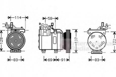 Компресор кондиціонера GETZ 14i/16i MT/AT 05-09 Van Wezel 8200K199