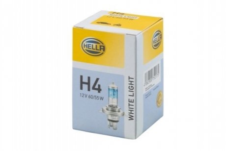 Лампа розжарювання, H4 12V 60/55W P43t, WL 4200K White Light HELLA 8GJ223498121