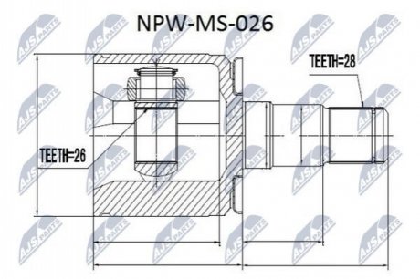 Шрус mitsubishi pajero v14w передний левый, MB886681 на MITSUBISHI NTY NPW-MS-026