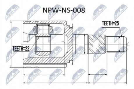 Шрус внутренний правый FX NTY NPW-NS-008
