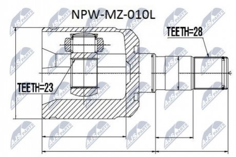 ШРУС внутренний левый Mazda 626 GE,GF, Xedos-6 NTY NPW-MZ-010L