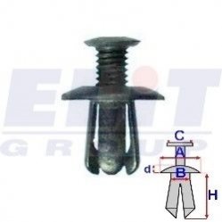 Дюбель бампера (к-т:10 шт) размер:A = 18,1mm/B = 8,2mm/C = 9mm/d = 2,7mm/H = 12,4mm ELIT R 60001