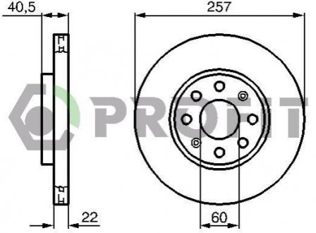 Диск тормозной ПЕРЕДН OPEL CORSA D 06-. FIAT PUNTO/GRANDE PUNTO 05- PROFIT 5010-1304