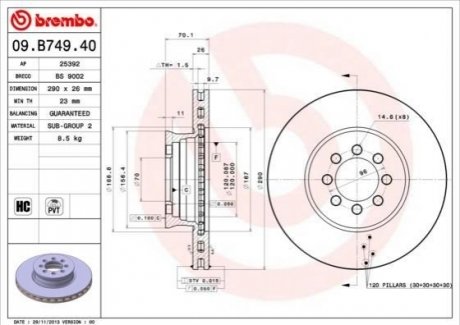 Гальмівний диск BREMBO 09.B749.40