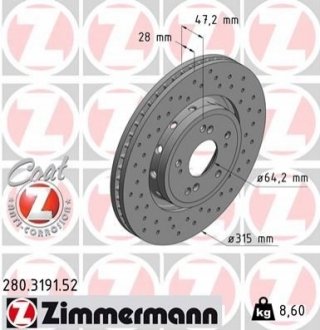 Диск гальмівний ZIMMERMANN 280.3191.52