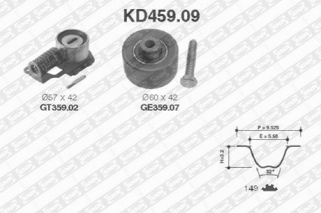 Комплект ремня ГРМ с роликами SNR NTN KD459.09 (фото 1)