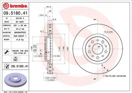 Гальмівний диск BREMBO 09518041 (фото 1)