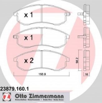 Гальмівні колодки, дискове гальмо (набір) ZIMMERMANN 238791601