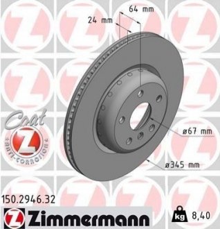 Тормозной диск ZIMMERMANN 150294632 (фото 1)