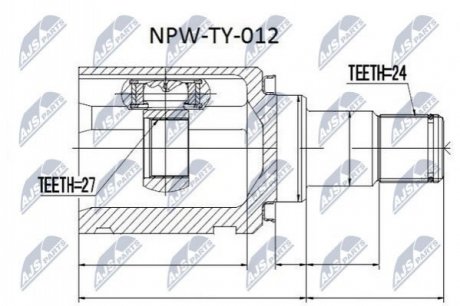 Шрус внутренний передний левый на toyota rav-4 2.4, camry 2.0 4304006190 на LEXUS,TOYOTA,TOYOTAGAC NTY NPW-TY-012 (фото 1)