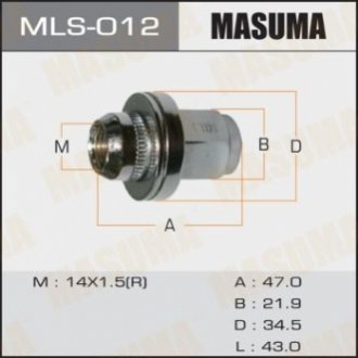 Гайка 14x1.5 Land Cruiser, с шайбой D 35mm / под ключ=22мм MASUMA MLS-012 (фото 1)