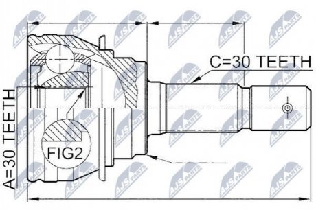 ШАРНІР РІВНИХ КУТОВИХ ШВИДКОСТЕЙ | TOYOTA LANDCRUISER J120 3.0D-4D,4.0 2002-, FJ CRUISER GSJ1 4.0 06 NTY NPZTY020 (фото 1)